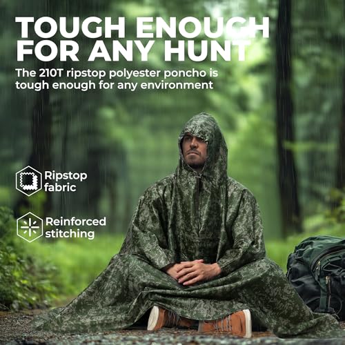Tough Outfitters Military Poncho - Waterproof Camo OCP Rain Jacket - Extra Large, Heavy Duty, Tear-Resistant Tactical Poncho