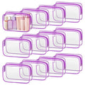 TISRATOK 12 PCS Clear Makeup Bags with Zipper, TSA Approved Toiletry Pouch - color: Purple, size: medium