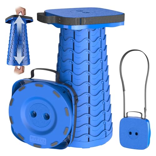 2026 Upgraded Collapsible Stool, Portable Folding Stool, Telescoping Camping Stool with Max Load Capacity 485lbs, Square Retractable Seat for Camping Gardening Fishing Hiking BBQ [Blue] - color: Square Stool-blue