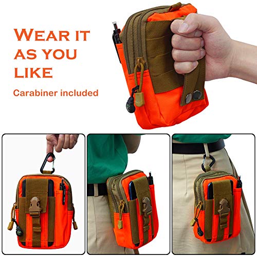 Utility Pouch Gadget Belt Waist Bag with Cell Phone Holder for Compact Carry Waist Pack - color: 2.Orange