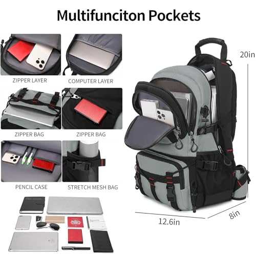 Nerlion 40L Hiking Backpack Travel Backpack for Men Women Camping Waterproof Outdoor Hiking Daypack Lightweight Backpack (Light Gray) - color: A8- Light Gray