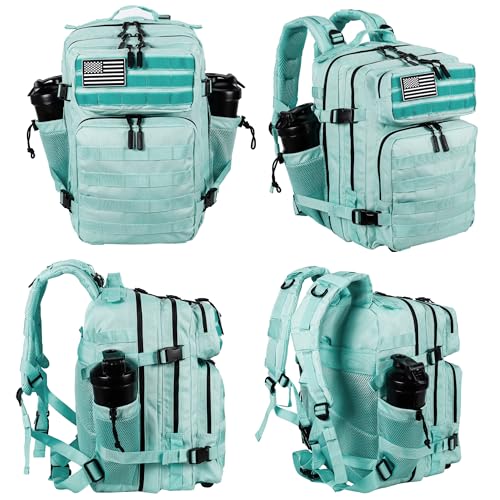 LHI Tactical Military Backpack for Men and Women 25L/35L Army Assault Pack Bag Small Rucksack with Bottle Holder - color: 2.2 35l-peppermint, size: Medium