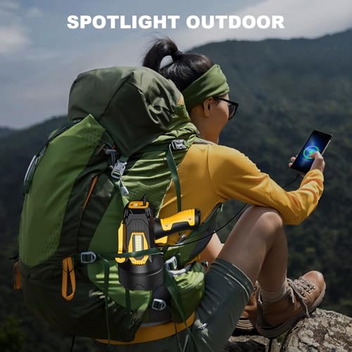 MIXILIN Rechargeable Spotlight 2,000,000 Lumens, Super Bright LED Spotlight Flashlight Outdoor with COB Light & Foldable Tripod, Long Lasting Large Handheld Spot Light for Boating Camping