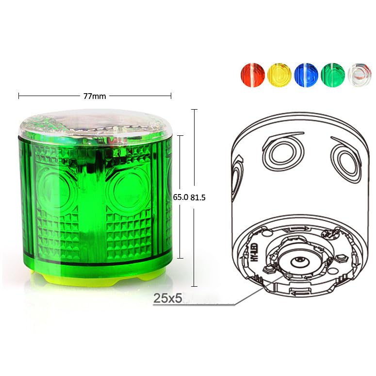 Solar Strobe Warning Light: IP54 Waterproof Flashing Safety High Bright LED Warning Lamp Traffic Light for Construction, Factory, Safety Road Sign, Dock Marine Beacon (Red-Column) - color: Red-Column