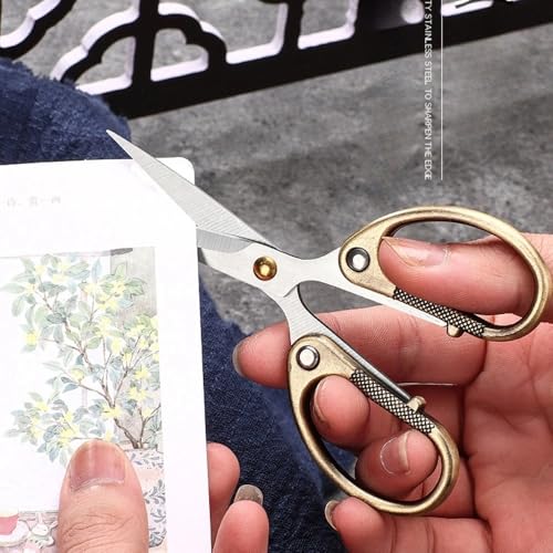 5" All Stainless Steel Office Scissors,Ultra Sharp Blade Shears,Sturdy Sharp Scissor for Office Home School Sewing Fabric Craft Supplies Multipurpose Scissors Brassy - color: Brassy, size: 5"
