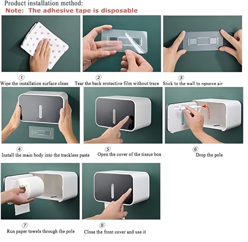 Outdoor Waterproof Toilet Paper Holder for Bathroom - Pet Proof Plastic TP Tissue Holder Dispenser Full Covered Adhesive Mounted Box for RV Shower TP Roll