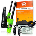 Rainier Rugged 5-in-1 Glow-in-The-Dark Fire Starters Kits with Compass, Signal Mirrors, Whistles -Magnesium Ferro Rods - Compact Portable Hiking, Camping, Trekking,Emergency Survival Rescue