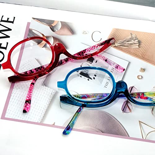 Sehnsucht 2 Pairs Eye Make Up Reading Glasses Womens Magnifying Cosmetic Readers Rotating Makeup Glasses for Women