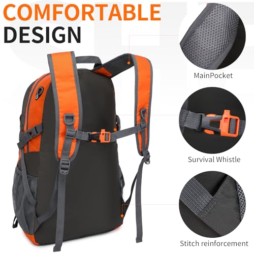 40L Hiking Backpack Lightweight Daypack Waterproof Travel Camping Backpack for Men Women Sport Packable - color: A0-orange