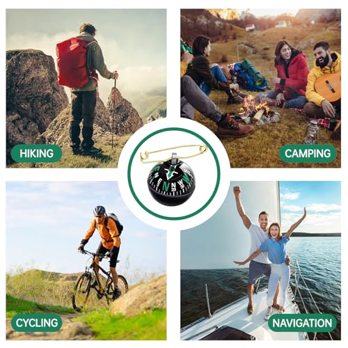 Suncalla 6 Pcs Ball Pin on Compass Globe with Pin Liquid Filled Small Compass for Hiking Camping Navigation Birthday Baptism Graduation 2026 Gift for Son from Mom Dad