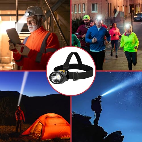 High Lumens LED Mining Headlamp with Hat - Waterproof, Durable, Long-Lasting Rechargeable Headlight, Adjustable Strap, Perfect for Miners Camping Hiking (KL2.8 Black-Yellow Button with Hat) - color: KL2.8 Black-Yellow Button with Hat