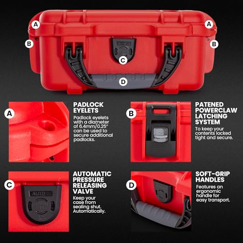 NANUK 904 Waterproof First Aid Box Empty – Durable, Medical First Aid Organizer Case, IP67-Rated, Dustproof, Impact-Resistant, and Floats (8.4" x 6.0" x 3.7") – Red | Floats (8.4' x 6.0' x 3.7'), Medical Organizer Case, IP67-Rated - size: 904 - Empty