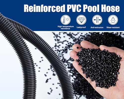 1.5 Inch Pool Filter Hose Replacement Kit, 2 Pack 3 ft Above Ground Pump Hoses with Adapters, Clamps and PTFE Tape, Flexible PVC for Sand Filter Systems
