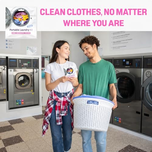 Portable Laundry Kit – Travel Clothes Cleaning Essentials with Liquid Detergent, Stain Remover Wipe, Dryer Sheet & Laundry Bag – Bulk Supply for Motels, Camping & Charities (5 Packs) - size: 0.25 Fl Oz (Pack of 5)