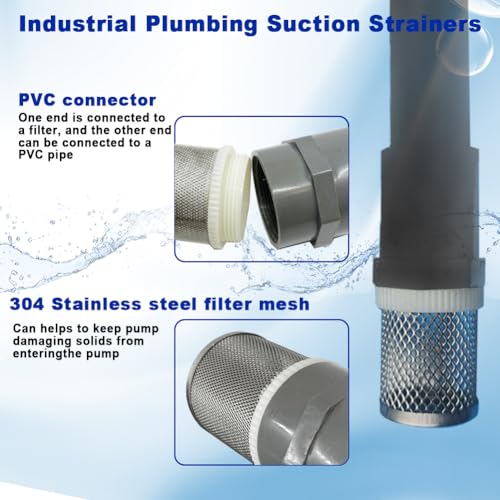 2" Stainless Steel Filter Cover Connected to 2 inch/DN50 Grey PVC Filter Water Pipe, Suction Strainers Used to Remove Debris and Reduce Solid Entry（1pcs） - size: 2"DN50