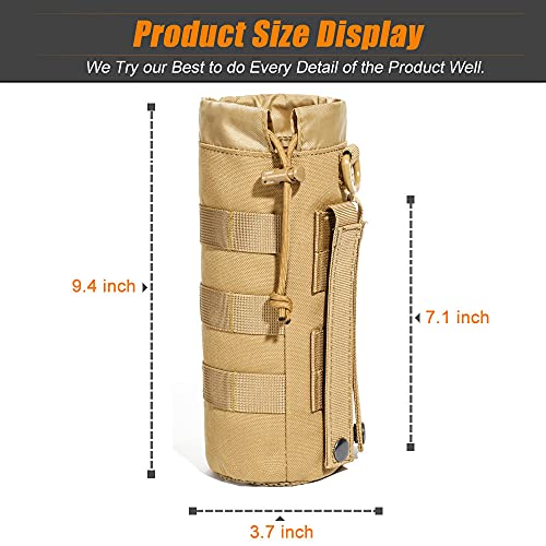 Upgraded Sports Water Bottles Pouch Bag, Tactical Drawstring Molle Water Bottle Holder Tactical Pouches, Travel Mesh Water Bottle Bag Tactical Hydration Carrier - color: Tan-3Pouch