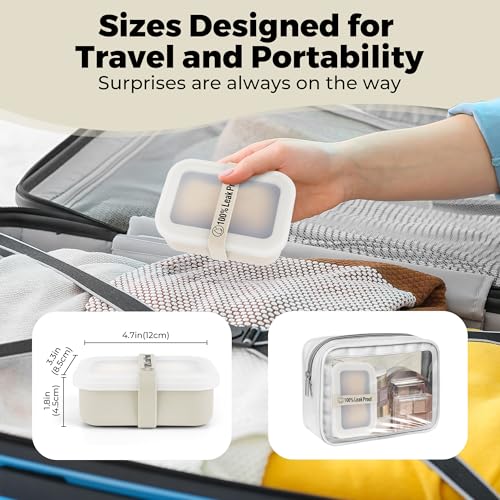 Compact Leakproof Travel Soap Case with Lid & Silicone Strap - Portable Draining Soap Bar Holder for Gym, Bathroom, Camping - Lightweight Silicone Soap Dish Container (Off-White) - color: Off-white