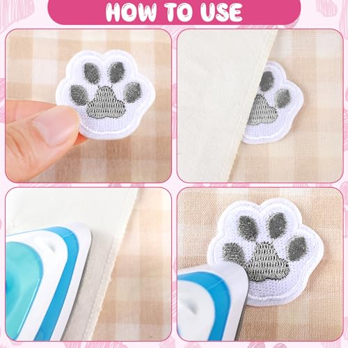 Hotop 48 Pcs Paw Print Iron on Patches for Outdoor Hats - style: Paw Print