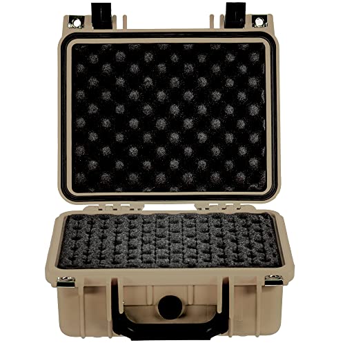 Eylar Small 10.62" Gear, Equipment, Hard Camera Case Waterproof with Foam TSA Standards, Lockable for Cameras, Lenses, Drones, Gear (Tan) - color: Tan