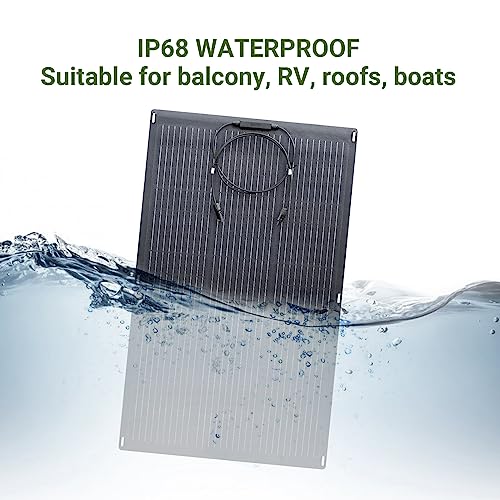 ALLPOWERS SF100 100W Flexible Solar Panel, IP68 Waterproofing ETFE | Photovoltaic Solar Module 24V/12V Off-Grid Semi-Flexible Mono Solar Panel For Roof RV Motorhome Boat Cabin Van Uneven Surface - color: 100W-Flexible Solar Panel-SF100