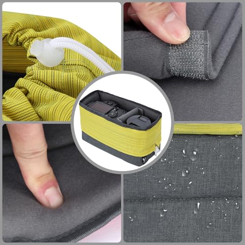 Koolertron Waterproof DSLR Camera Bag with Removable Insert, Adjustable Compartments, Fits in Camera Bags - Protective Case for DSLR/SLR Cameras & Accessories - color: Gray Green+Yellow