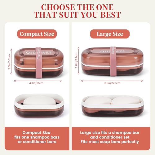 Leakproof Travel Soap Case with Lid | Draining Soap Bar Holder & Dish with Silicone Strap | Includes Mesh Soap Bag | for Shower, Bathroom, Camping, Gym (Red) - color: Red Style a