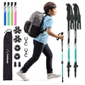 TrailBuddy Collapsible Hiking Poles - Pack of 2 Trekking Poles for Hiking, Camping & Backpacking - Lightweight, Adjustable Aluminum Walking Sticks w/EVA Grip (Aqua - Junior Size)