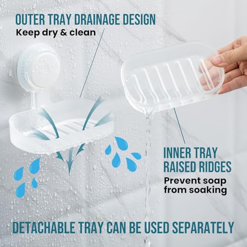 TAILI Soap Holder, Soap Dish for Shower Suction Cup, Bar Soap Holder, Clear | Removable Soap Holder Shower, Soap Tray for Shower Wall, No drill Sponge Holder, Bathroom & Kitchen, Bath Accessories - color: Clear, size: 1 Tier