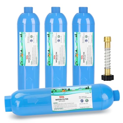4PK NSF Certified Inline RV Drinking Water Filter & Flexible Hose Protector - size: 4 Count (Pack of 1)