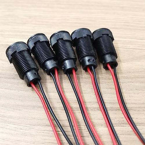 Gebildet 5pcs LED Plastic Indicator Pilot Light 110VAC Mounting Hole Size 12mm(Green) - color: green/110-220V/black shell