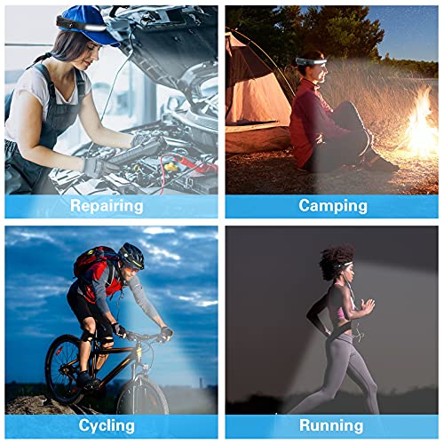 COSOOS LED Headlamp Rechargeable, Bright Head Lamp Flashlight, 1000 Lumen Headlight, Sensor Mode, 230 ° Illumination & Spot Light, 2.4 oz Lightweight Headlamp for Camping, Running, Hiking (No Clip)