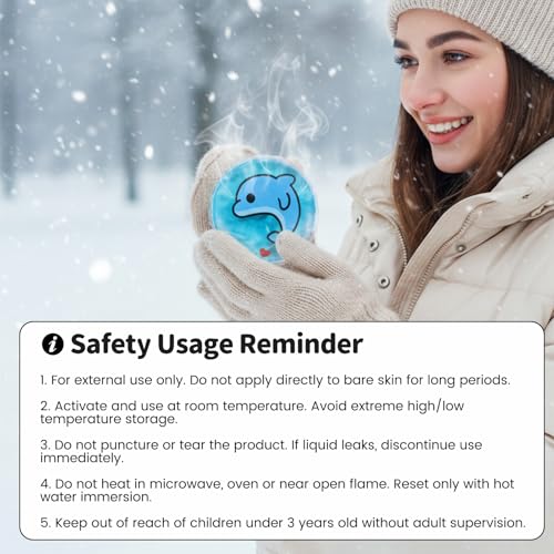 Click-Activated Hand Warmer 4-Pack, Portable Reusable Heat Pack, Cartoon Animal Design for Commute Office Outdoor Activities Winter Warmth, for All Ages