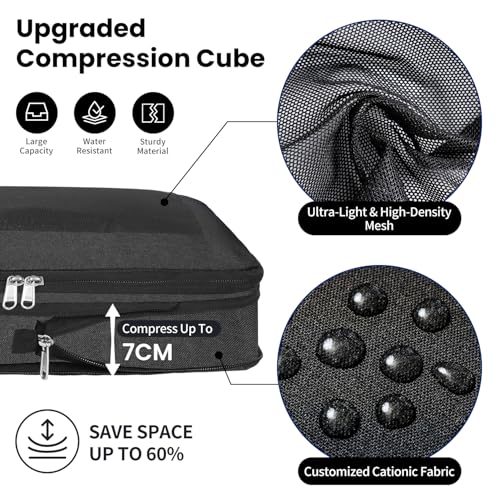 Compression Packing Cubes for Travel, Lightweight Vacation Travel Essentials, Travel Accessories for Suitcase Organizer Bags Set, Durable Luggage Organizer
