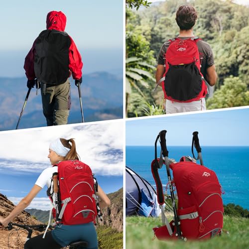 IX INOXTO 20L Hydration Backpack, Waterproof Hiking Internal Frame Backpacks with 2L Hydration Water Bladder and Rain Cover for Men, Lightweight Travel Daypack for Cycling,Camping,Ski (red) - color: Red