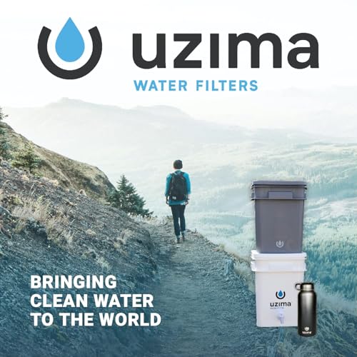 Uzima UZ-2 Camping Water Filter and Drinking Water Filter System, Portable Survival Camping Essentials, Backpacking Purification Gear for Glamping, Hiking, and Hunting Essentials and Military Gear