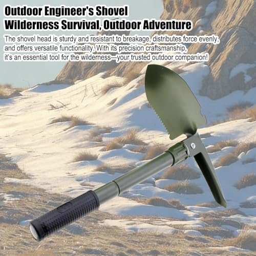 Mini Folding Shovel, Portable Lightweight Outdoor Tactical Survival Foldable Mini Shovel, Entrenching Tool, Camping, Hiking, Digging, Car Emergency - Green