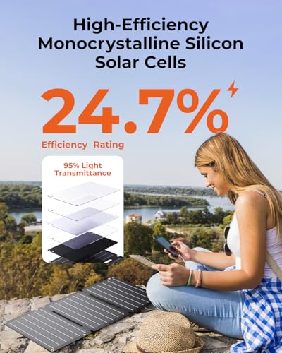 BigBlue 30W Fast Charging Solar Charger with USB-A, USB-C and DC Outputs | IP68 Waterproof, Portable Folding Solar Panels Compatible with iPhone, iPad, Samsung, LG, Power Banks, Power Station etc. - color: Dark Gray