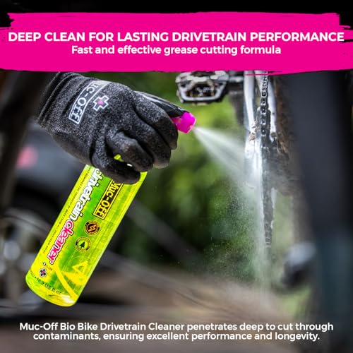 Muc-Off Drivetrain Cleaner & Degreaser Spray - size: 42.2 Fl Oz (Pack of 2) + 5 Brush Set