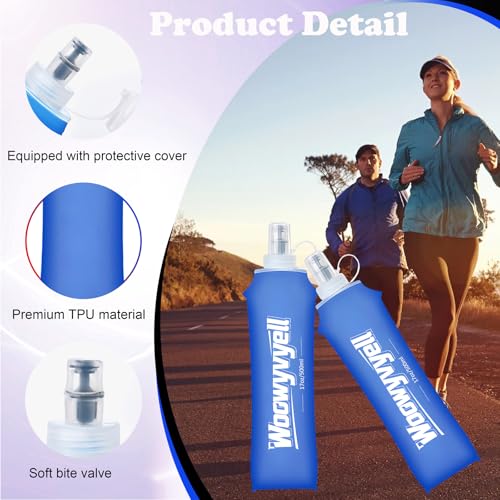 Running Vest Soft Flask, 2PCS BPA-Free 500ml Collapsible Water Bottle for Hydration Backpack, Collapsible Water Bottles for Marathon Hiking Cycling Climbing - color: Blue