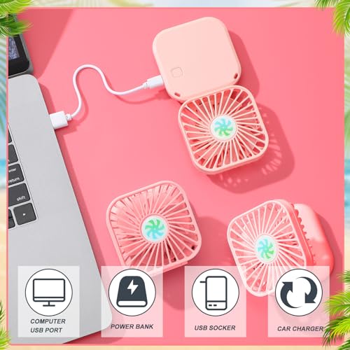 Hortsun 6 Pcs Portable Necklace Fan Bulk Gift, Pink - color: Pink