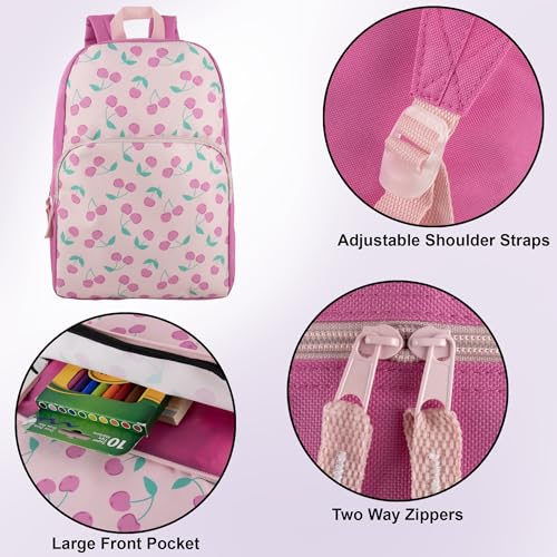 Trail maker Classic 17 inch Backpacks with Adjustable Padded Straps | School Backpacks for Girls, Boys - color: Cheerful Cherries