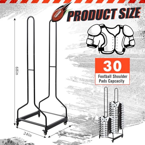 MorningRo Football Shoulder Pad Rack with Locking Wheels for Easy Moving | Heavy Duty Sports Equipment Organizer, Sturdy Metal Rack for Homecoming All Level Sports