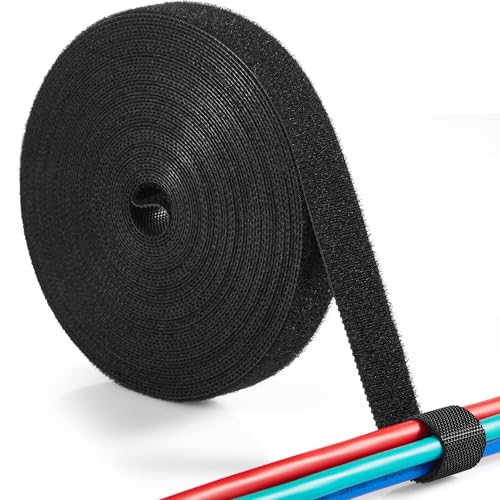 ECOHomes 1/2 Inch x 30 FT Double Sided Hook and Loop Roll Tape (Black) | Two Sides, Self Stick, No Adhesive, Reusable, Cable Ties Wrap for Cable Management, Heavy Duty, Extender Straps, Wire Strips - color: Black, size: 1/2 In x 30 FT