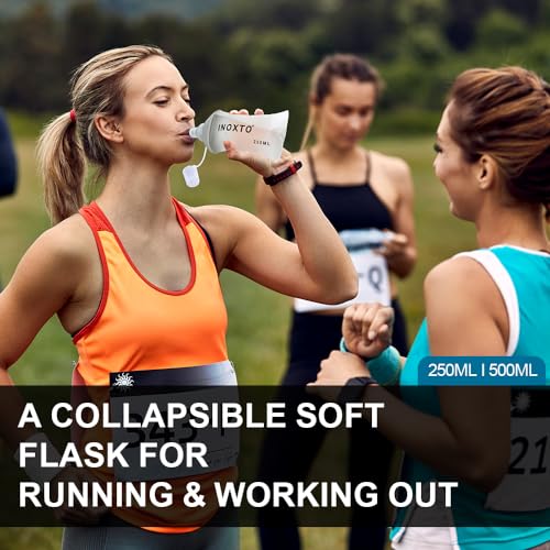 INOXTO Soft Flask,Collapsible Soft Water Bottles for Hydration Vests and Running Packs, Soft Flask Running Bottles for Hiking Cycling(250/500 ml) (2 PCS SMALL) - size: 2 PCS SMALL