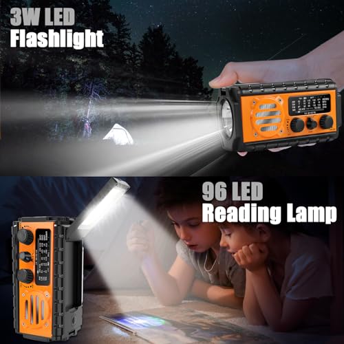 QAUYYW Solar Hand Crank Emergency Radio, 20000mAh AM FM NOAA Weather Radio - color: 20000mAh Orange