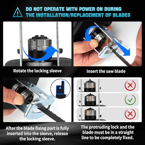 Mini Reciprocating Saw, 21V Brushless Cordless Reciprocating Saw With 2x4.0Ah Battery, 3 Variable Speed Tool-Free Blade Change And LED Light, Hand Recíproca For Woods/Metal/Plastic Cutting