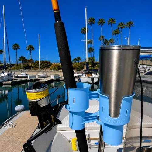 ROBOCUP, Light Blue EZ-Spring, Updated Version, Best Cup Holder for Drinks, Fishing Rod/Pole, Boat, Beach Chair, Golf Cart, Wheelchair, Walker, Drum Sticks, Microphone Stand - color: Light Blue, size: EZ-Spring