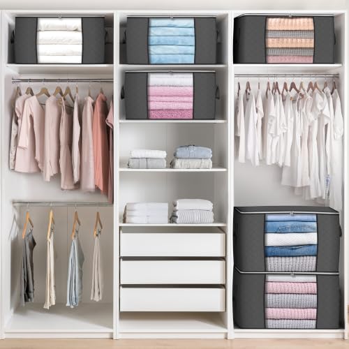90L Large Storage Bags, 10 Pack Clothes Storage Bins Closet Organizers - color: Grey, size: 10 Pack-90L
