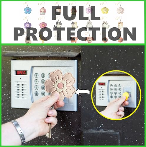 Leather Keychain holder Protective Case Compatible with Apple AirTag - color: Pink Flower