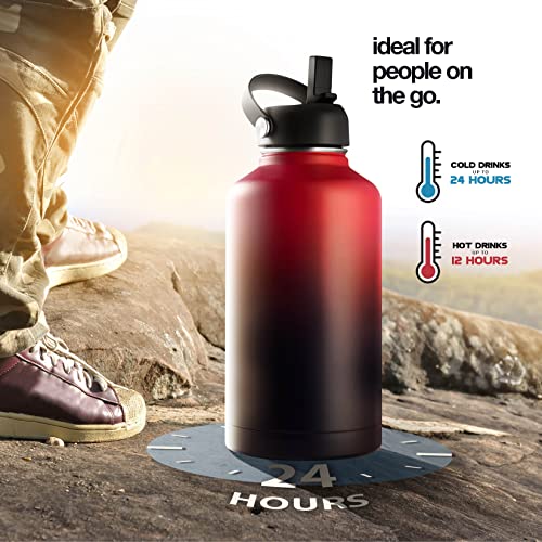 Stainless Steel Insulated Water Bottle and Travel Mug for Hot and Cold Beverages, Wide Mouth, Double Wall Insulated Hydration Sports Water Bottle for Hiking, Biking, Outdoor, 64 OZ BPA Free - color: Purple Orchid, size: 64 Ounces